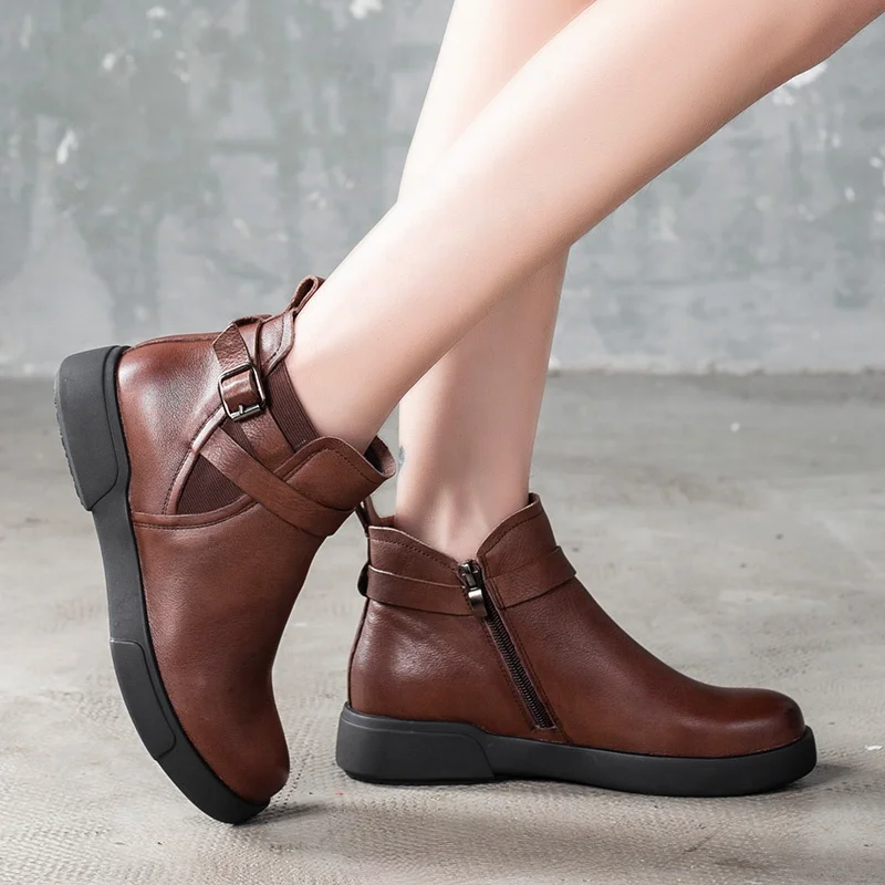 High Quality Winter Boots for Women 2019 Soft Flat Women Genuine Leather Ankle Boots, Brown/black
High Quality Winter Boots for Women 2019 Soft Flat Women Genuine Leather Ankle Boots, Brown/black