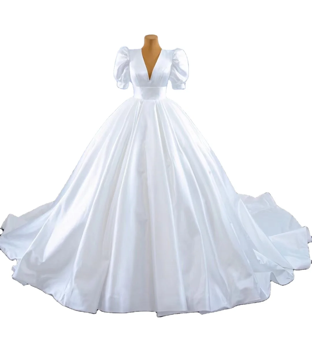 Fashion Puff sleeve Wholesale ivory bridal gown ball rball gown luxury Soft satin wedding dress for women dress, Custom made
Fashion Puff sleeve Wholesale ivory bridal gown ball rball gown luxury Soft satin wedding dress for women dress, Custom made