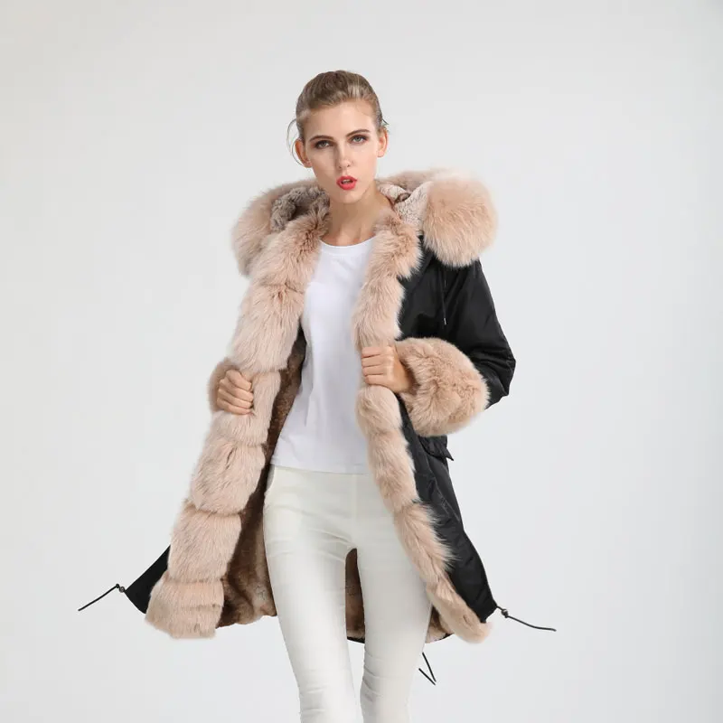 Hot Sale Fashion Luxury Black Fox Fur Hooded Coats Women Long Style Thickened Fur Parka, Black and customized color
Hot Sale Fashion Luxury Black Fox Fur Hooded Coats Women Long Style Thickened Fur Parka, Black and customized color