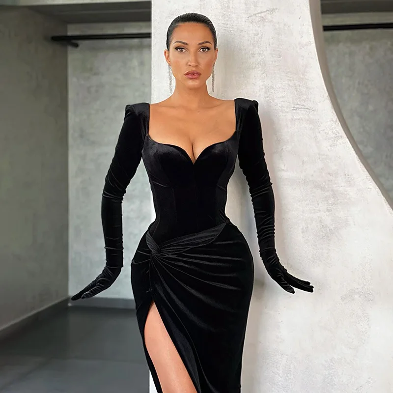 W0002D 2021 Woman Party Sexy Solid V Neck Side Slit One Piece Dress Fashion Brand Apparel Bodycon Dress Evening Dresses Elegant
W0002D 2021 Woman Party Sexy Solid V Neck Side Slit One Piece Dress Fashion Brand Apparel Bodycon Dress Evening Dresses Elegant