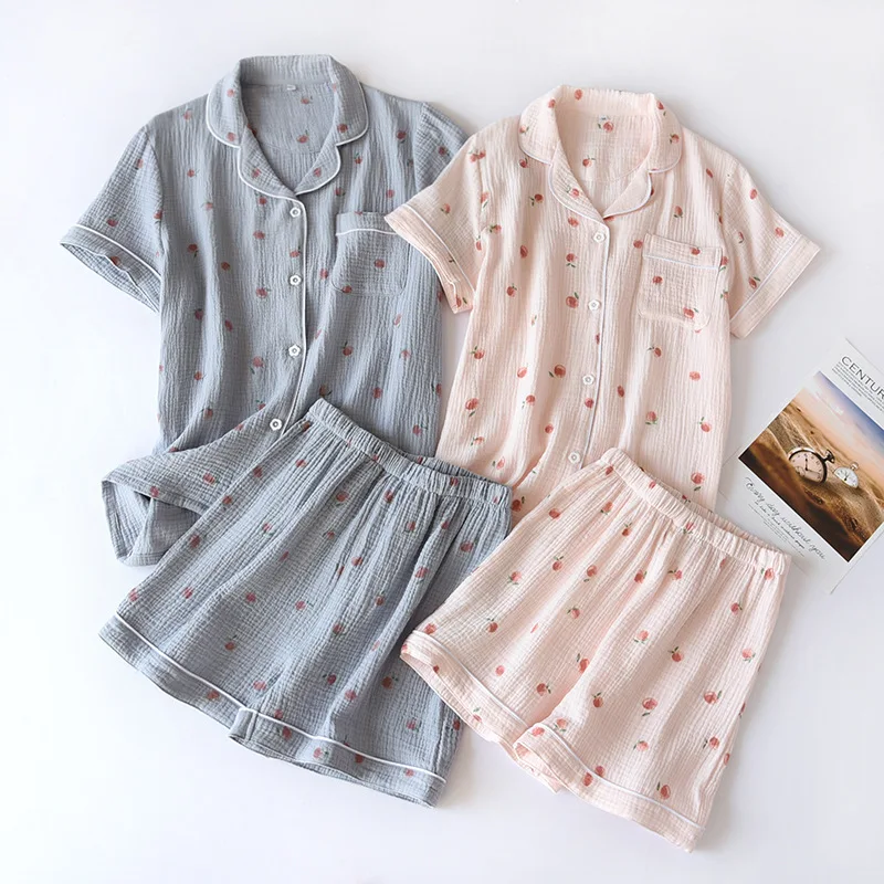 2021 Summer Ladies Short-sleeved Shorts sleepwear Set 100% Cotton Crepe Cloth Thin Home Service Two-piece Spring And Autumn Loos
2021 Summer Ladies Short-sleeved Shorts sleepwear Set 100% Cotton Crepe Cloth Thin Home Service Two-piece Spring And Autumn Loos