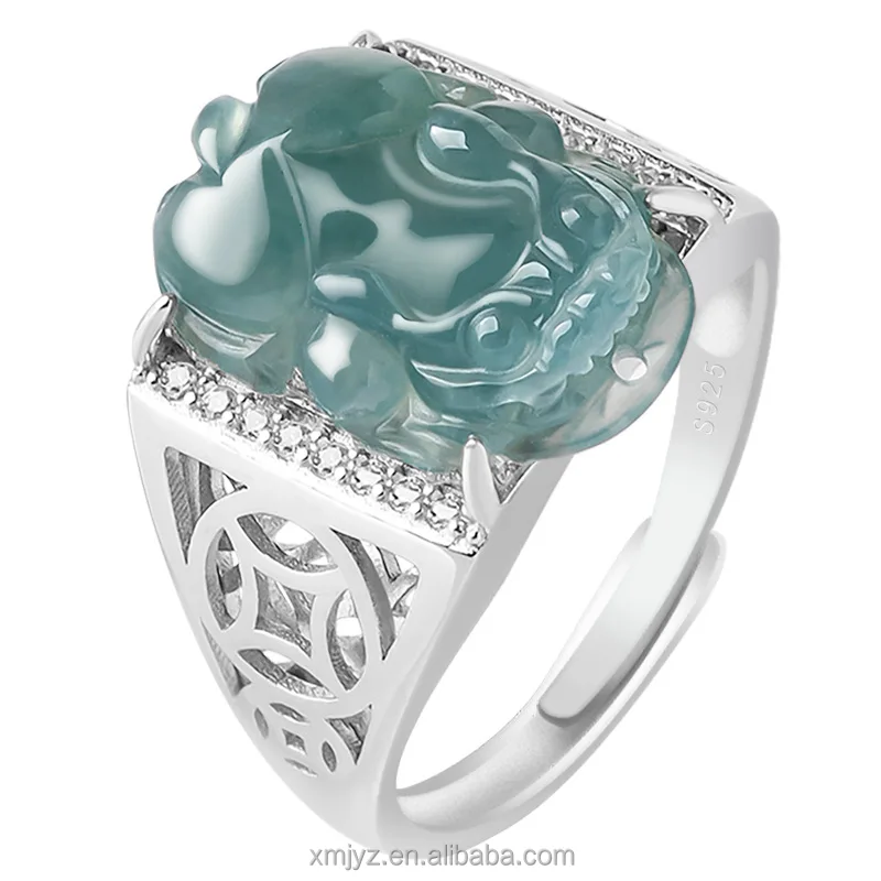 Certified Grade A S925 Silver Inlay Natural Jade Blue Water Pixiu Ring Ice Jade Men's And Women's Fashion Ring Adjustable
Certified Grade A S925 Silver Inlay Natural Jade Blue Water Pixiu Ring Ice Jade Men's And Women's Fashion Ring Adjustable