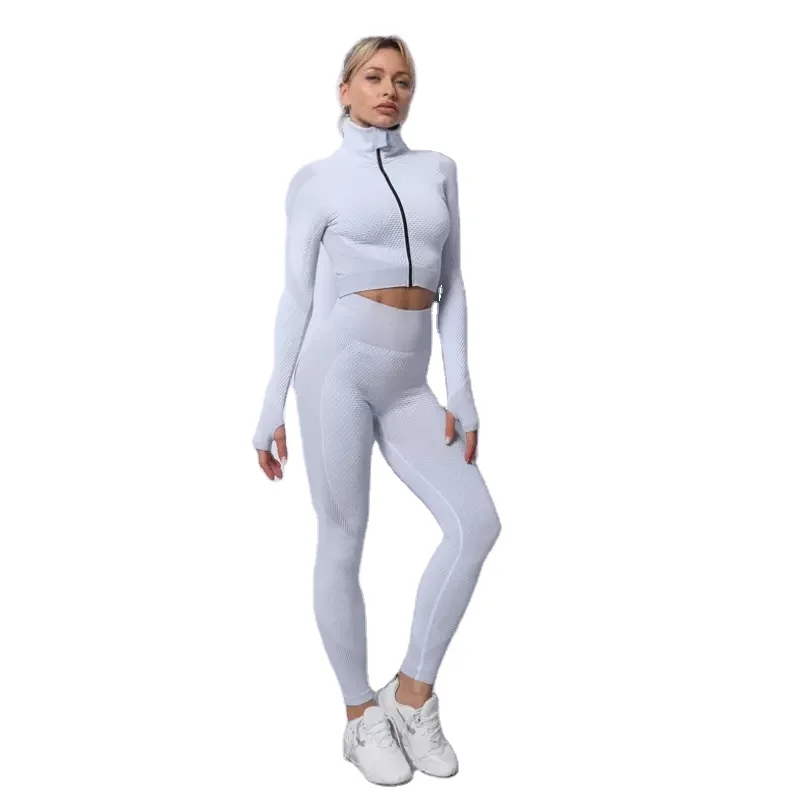 Long Sleeve Zippered Up Workout Yoga Seamless Set Fitness Tops New Popular High Waist Leggings Sport Suit, As above
Long Sleeve Zippered Up Workout Yoga Seamless Set Fitness Tops New Popular High Waist Leggings Sport Suit, As above