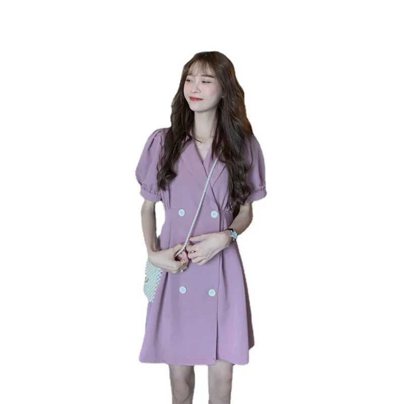 Plus-size women's double-breasted suit collar popular short-sleeved dress spring 2021 new skirt, Purple,black
Plus-size women's double-breasted suit collar popular short-sleeved dress spring 2021 new skirt, Purple,black
