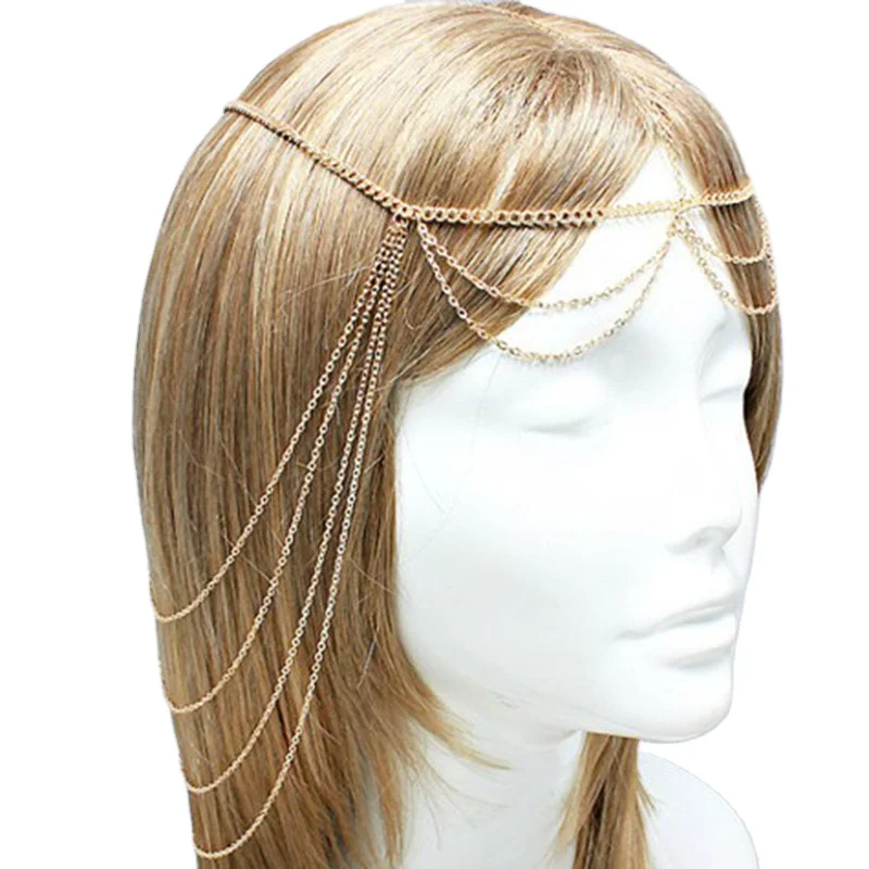 Minimalist Women Hair Accessories Color Gold Color layered Aluminium Head Chains Harness Body Wedding Tiaras Jewelry Headdress, Gold silver color
Minimalist Women Hair Accessories Color Gold Color layered Aluminium Head Chains Harness Body Wedding Tiaras Jewelry Headdress, Gold silver color