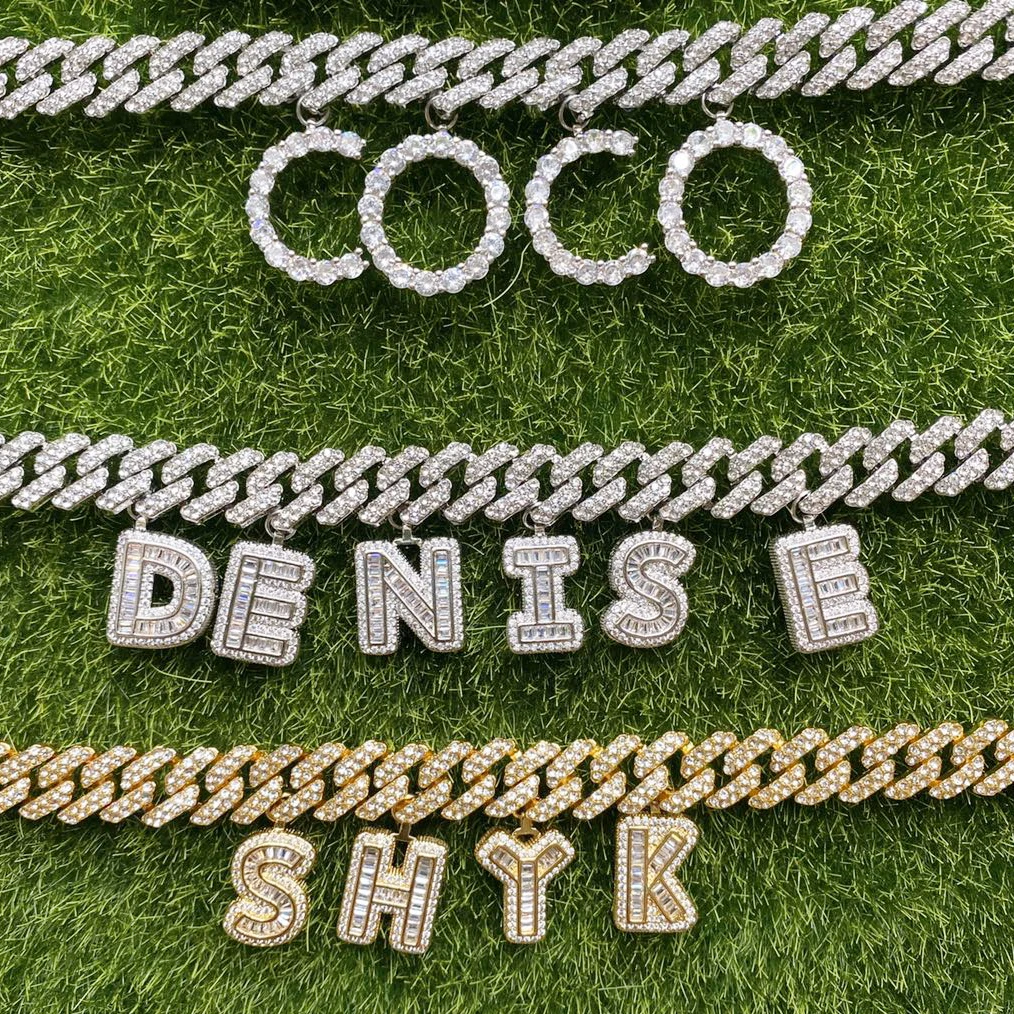 Hip Hop Hot Selling Baguette Letter Necklace Customized Design Sterling Silver Bubble Letter Pendant Jewelry, Gold, silver, rose red
Hip Hop Hot Selling Baguette Letter Necklace Customized Design Sterling Silver Bubble Letter Pendant Jewelry, Gold, silver, rose red