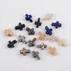 LS065 輝くナチュラルクロス形状瑪瑙 druzy 石 druzy ビーズと 1 ミリメートルドリル穴