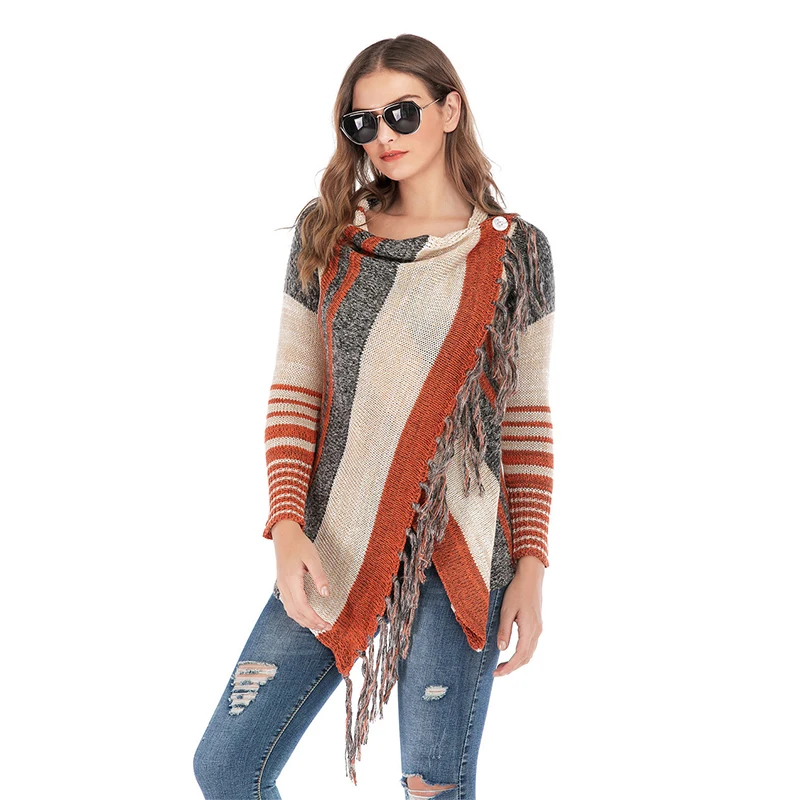 Wholesale ladies winter fashion stripe tops long sleeve 2021 womens tassel knitted sweater
Wholesale ladies winter fashion stripe tops long sleeve 2021 womens tassel knitted sweater