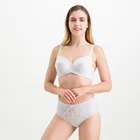 Lace Trimming Underwire Cotton Bra,Back Close Full Cup Coverage Adjustable Soft Cotton Bra