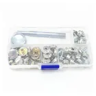 20sets brass snap button with screw painted to silver 0.6 inch length packed with storage box and with installation tool