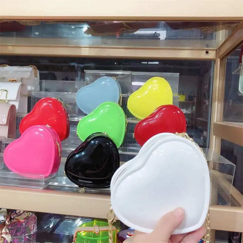 Fashion mini candy color PVC girls crossbody shoulder jelly handbags women chain purses cute heart shaped bag for girls, Customizable
Fashion mini candy color PVC girls crossbody shoulder jelly handbags women chain purses cute heart shaped bag for girls, Customizable