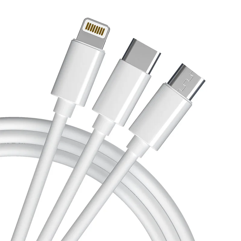 Free sample 1M 3 in 1 braided data usb c charging cable for mobile phones charging, White
Free sample 1M 3 in 1 braided data usb c charging cable for mobile phones charging, White