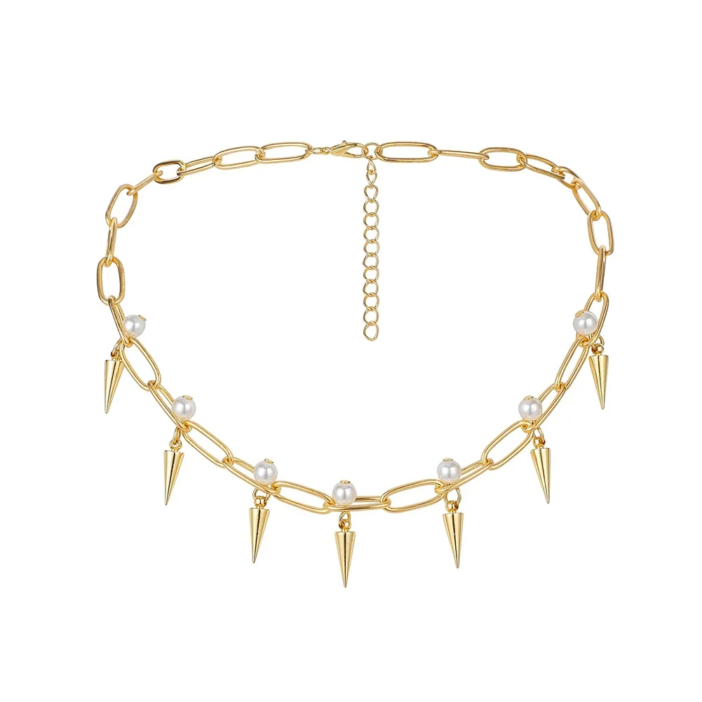Punk Fashion Party Adjustable Jewelry Retro Pearl Metal Tapered Rivet Gold Plated Alloy Curb Short Chain For Woman Necklace
Punk Fashion Party Adjustable Jewelry Retro Pearl Metal Tapered Rivet Gold Plated Alloy Curb Short Chain For Woman Necklace