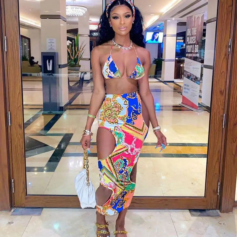 Women new style bra tops and high waist bag hip skirt two piece set casual suit, As pics
Women new style bra tops and high waist bag hip skirt two piece set casual suit, As pics