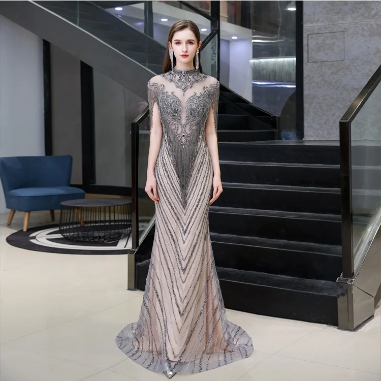 Ladies High Neck Long Mermaid Evening Dress Beaded Gown Party Evening Dresses For Women
Ladies High Neck Long Mermaid Evening Dress Beaded Gown Party Evening Dresses For Women