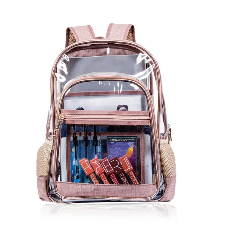 Shoulder Bag School Backpack transparent zipper double shoulder bag pvc travel bag, Black,pink
Shoulder Bag School Backpack transparent zipper double shoulder bag pvc travel bag, Black,pink