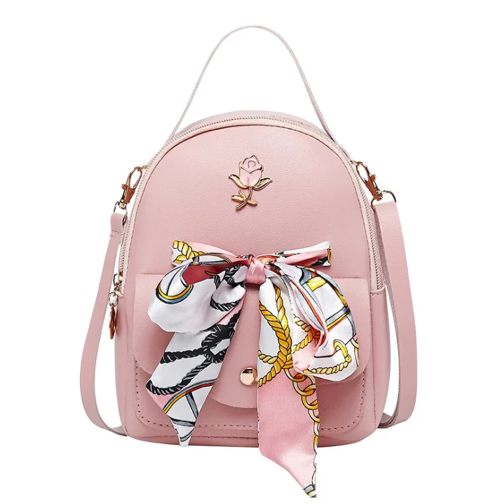 Fashion mini backpack PU leather cute little schoolbag with rose silk scarf, Black, pink, gray, red, brown
Fashion mini backpack PU leather cute little schoolbag with rose silk scarf, Black, pink, gray, red, brown