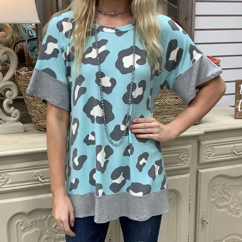Free Shipping T363 top Latest 2021 Patchwork Elegant Leisure Casual T-shirt Sexy Leopard Print Women's Top Summer Loose Tees
Free Shipping T363 top Latest 2021 Patchwork Elegant Leisure Casual T-shirt Sexy Leopard Print Women's Top Summer Loose Tees