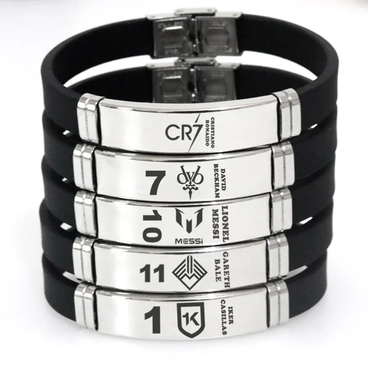 Custom Logo Football Club Sports Silicone Bracelet Stainless Steel Adjustable Wristband For Memorial Maradona
Custom Logo Football Club Sports Silicone Bracelet Stainless Steel Adjustable Wristband For Memorial Maradona