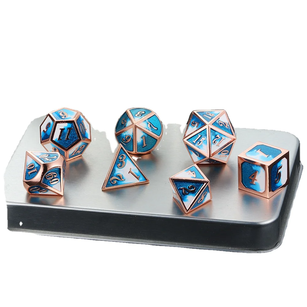 Guaranteed Quality Unique Polyhedral Custom Engraved Metal Dice Set Box, White and blue
Guaranteed Quality Unique Polyhedral Custom Engraved Metal Dice Set Box, White and blue