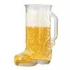 Wholesale customized logo promotion gifts boot Oktoberfest 500ml clear glass beer stein for restaurants, beer gardens