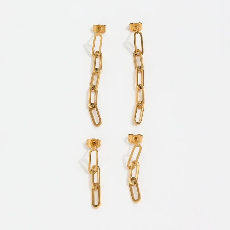 Waterproof & Tarnish Free 18k Pvd Gold Plated Basic Link Chain Stainless Steel Dangle Earring
Waterproof & Tarnish Free 18k Pvd Gold Plated Basic Link Chain Stainless Steel Dangle Earring