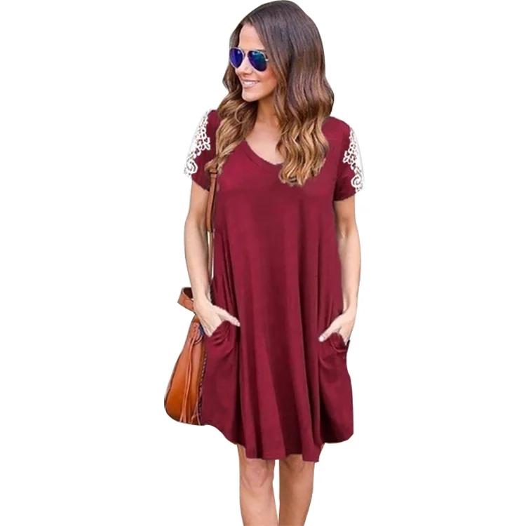 Summer high quality women's casual loose a-neck Mini T-shirt casual dress women's basic short sleeve pocket T-shirt dress, Black,wine red,gray,dark green
Summer high quality women's casual loose a-neck Mini T-shirt casual dress women's basic short sleeve pocket T-shirt dress, Black,wine red,gray,dark green