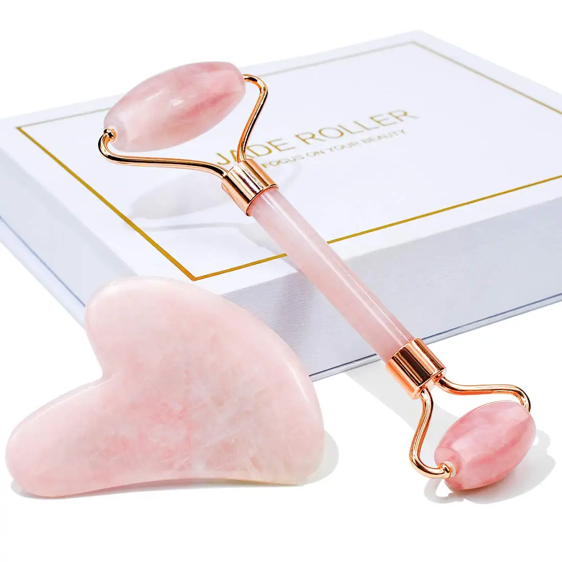 Hot Selling Manufacturer Custom Logo Massage Crystal Stone Pink Rose Quartz Face Jade Roller Gua Sha Set Facial Massage
Hot Selling Manufacturer Custom Logo Massage Crystal Stone Pink Rose Quartz Face Jade Roller Gua Sha Set Facial Massage
