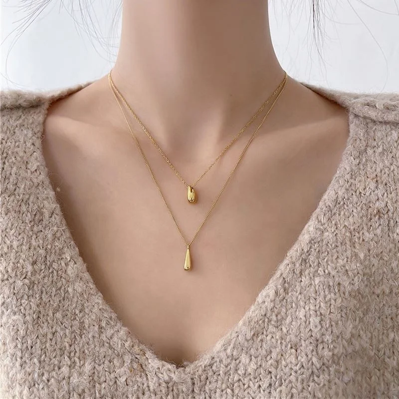 Modern Statement Jewelry 18k Gold Plated Stainless Steel Water Drop Pendant Necklace For Women
Modern Statement Jewelry 18k Gold Plated Stainless Steel Water Drop Pendant Necklace For Women