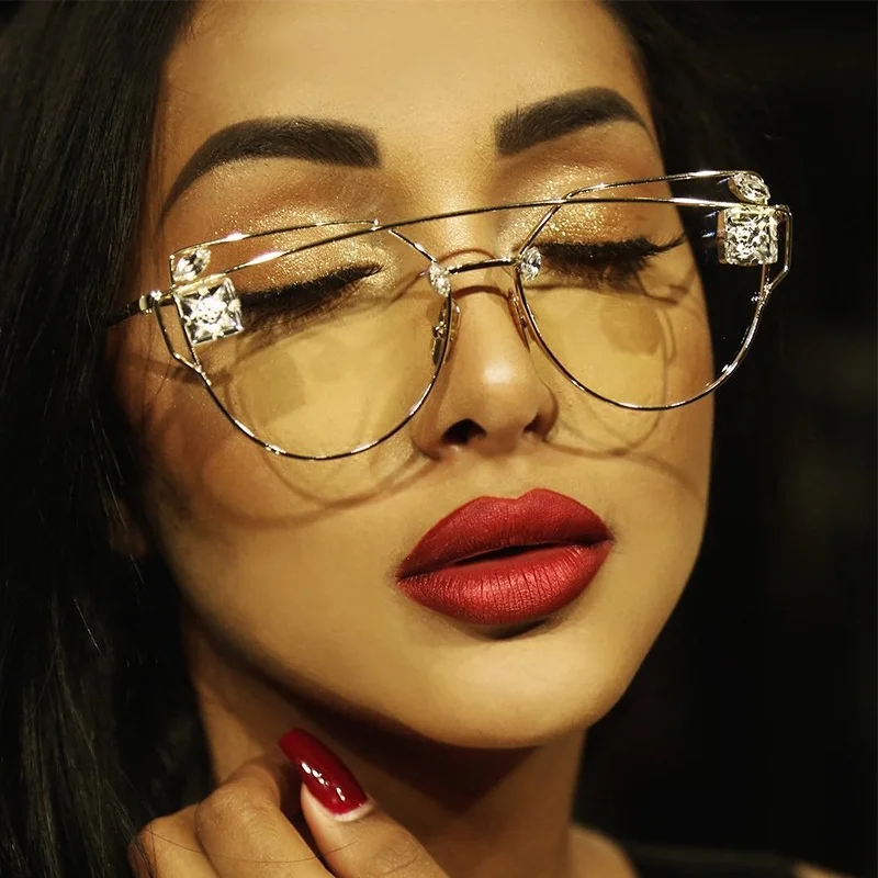 808 New ins trend handmade custom rhinestone blue frame glasses simple metal plain glass glasses retro diamond cat eye glasses
808 New ins trend handmade custom rhinestone blue frame glasses simple metal plain glass glasses retro diamond cat eye glasses