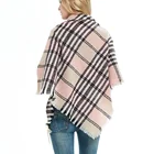 2019 Knit Shawl Wrap for Women ladies Plaid Blanket Scarf fringe knitted plain color poncho scarves shawl