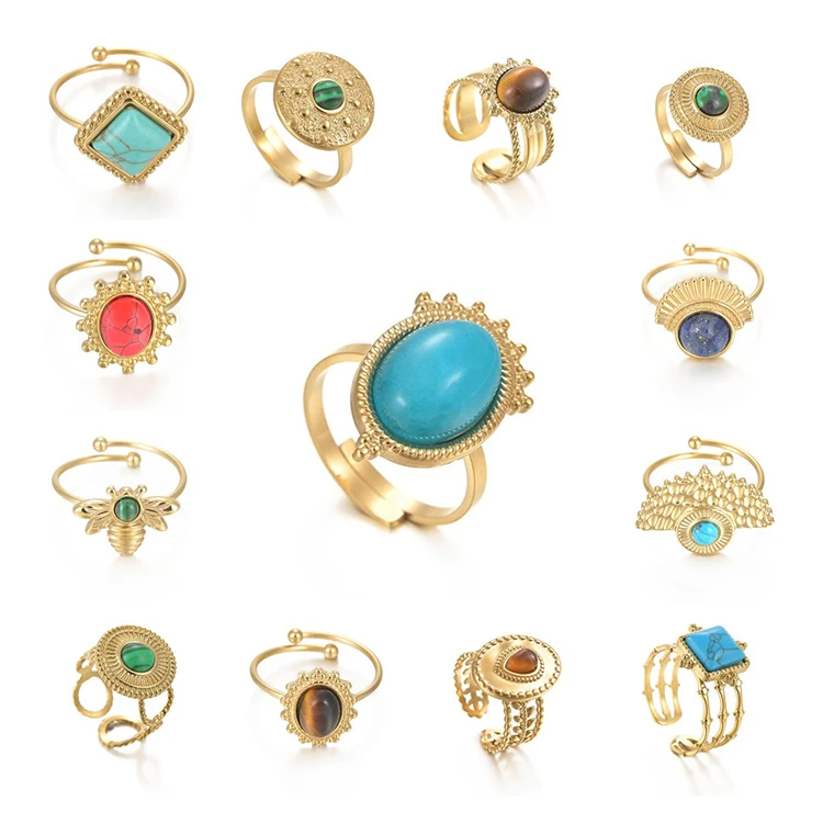 French Style Fashion Design Vintage Open Adjustable Stainless Steel Ring Colorful Turquoise Ring for Women, Picture
French Style Fashion Design Vintage Open Adjustable Stainless Steel Ring Colorful Turquoise Ring for Women, Picture