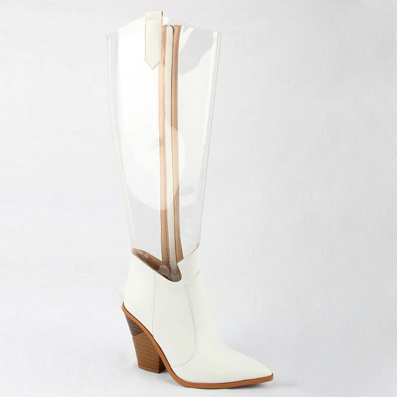 WETKISS Wholesale Custom Brand Strange Heel Shoes Western Boots Fashion PVC Transparent Boots Knee High Boots for Women, Black, white
WETKISS Wholesale Custom Brand Strange Heel Shoes Western Boots Fashion PVC Transparent Boots Knee High Boots for Women, Black, white