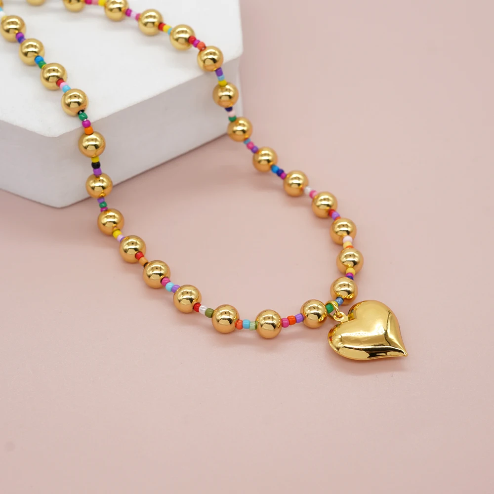 Go2boho Gold Plated Big Heart Charm Pendant Mixed Seed Bead Necklaces For Women Summer Holiday Gift Boho Fashion Jewelry
Go2boho Gold Plated Big Heart Charm Pendant Mixed Seed Bead Necklaces For Women Summer Holiday Gift Boho Fashion Jewelry
