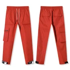 orange Hip hop fashion cotton grey red black Side Pocket Cargo Joggers Pants Men