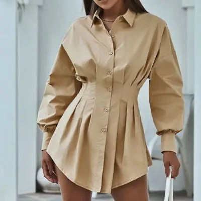 D8165 2021 spring and summer new style solid color deep V pleated waist sexy shirt dress women dress shirts women, 4 color
D8165 2021 spring and summer new style solid color deep V pleated waist sexy shirt dress women dress shirts women, 4 color