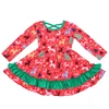 2019 Fall Clothings For Children 100% Cotton Deer Pattern Kids Dress Ruffles Design Girls Frocks Design Picture