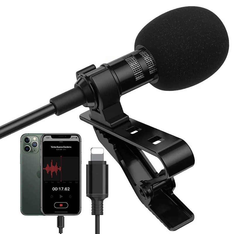 Lavalier Lapel Microphone Clip-on Omnidirectional Condenser Mic for Apple iPhone iPad iPod Touch, Android camera ect
Lavalier Lapel Microphone Clip-on Omnidirectional Condenser Mic for Apple iPhone iPad iPod Touch, Android camera ect