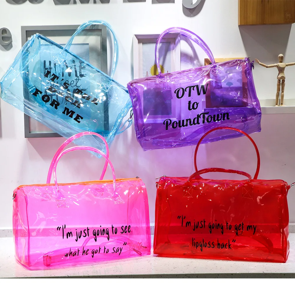 Clear Overnight Travel Bag WIth Logo Customized 10 pcs Handbag Gym Bag PVC Transparent Colorful Silicone Jelly Duffle Bag, 8 colors
Clear Overnight Travel Bag WIth Logo Customized 10 pcs Handbag Gym Bag PVC Transparent Colorful Silicone Jelly Duffle Bag, 8 colors