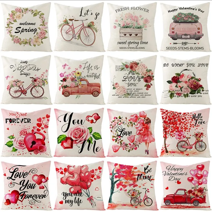 love rose flowers sofa pillow cushion pillow cover valentines