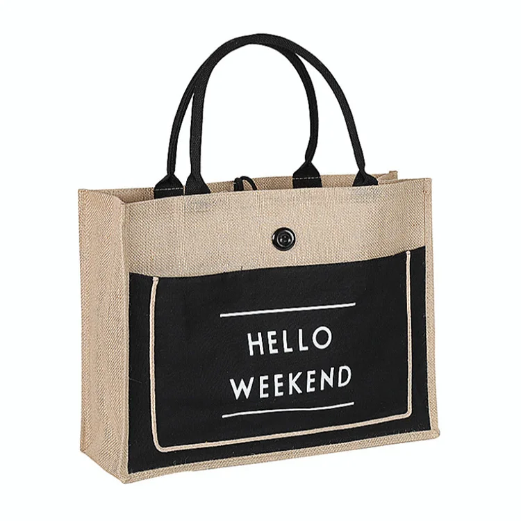 Jute Button Handbag Cotton Bag Composite Waterproof Bag Fashion Environment-friendly Shopping Bag, 3colors
Jute Button Handbag Cotton Bag Composite Waterproof Bag Fashion Environment-friendly Shopping Bag, 3colors