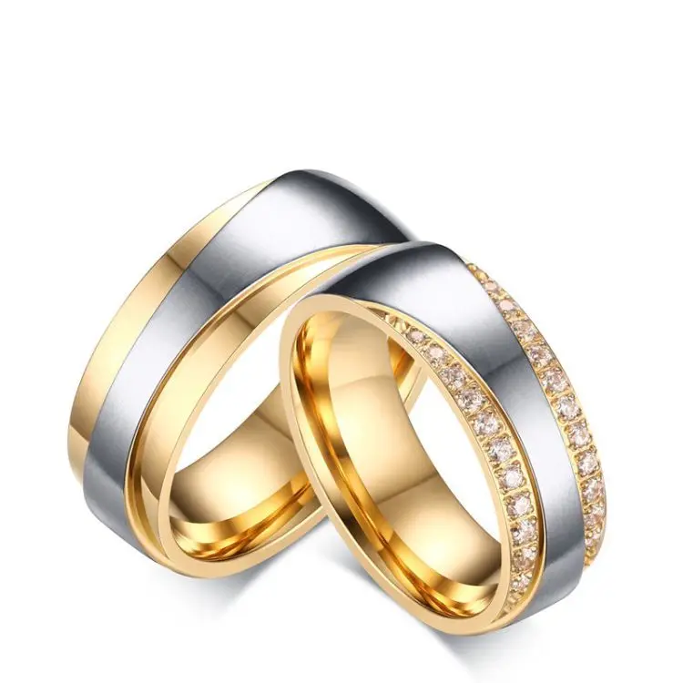 Gold And Silver Plated Stainless Steel Ring Zircon Engagement Ring Couple Wedding Rings
Gold And Silver Plated Stainless Steel Ring Zircon Engagement Ring Couple Wedding Rings