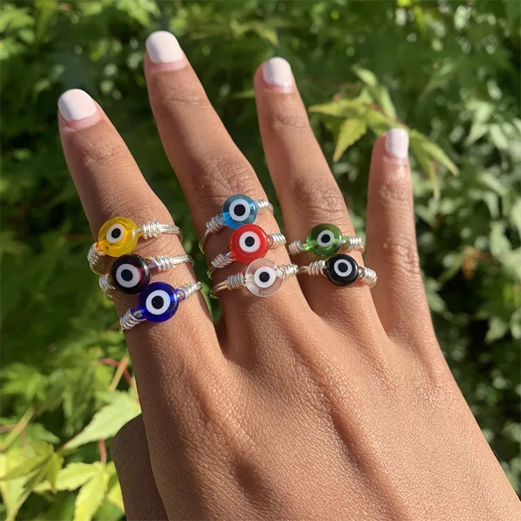 wholesale resin bead silver evil eye jewelry stainless steel evileye stone rings charm Acrylic color red handmade evil eye ring
wholesale resin bead silver evil eye jewelry stainless steel evileye stone rings charm Acrylic color red handmade evil eye ring