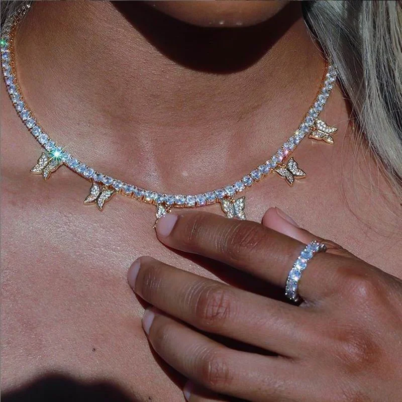 Personality Hip Hop Rock Women Jewelry Bling Iced Out CZ Tennis Chain Choker Necklace Luxury Crystal Butterfly Pendant Necklace, 4 colors
Personality Hip Hop Rock Women Jewelry Bling Iced Out CZ Tennis Chain Choker Necklace Luxury Crystal Butterfly Pendant Necklace, 4 colors