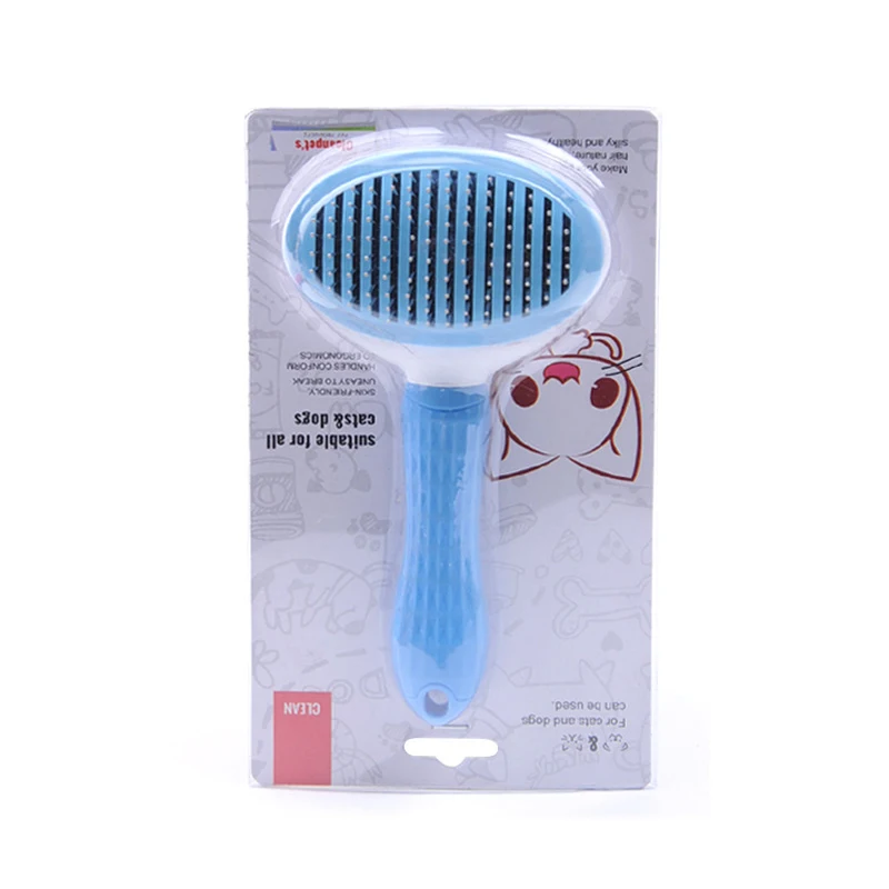 Pet cleaning beauty dog cat stainless steel comb round soft handle self-cleaning wire brush, Blue/pink
Pet cleaning beauty dog cat stainless steel comb round soft handle self-cleaning wire brush, Blue/pink
