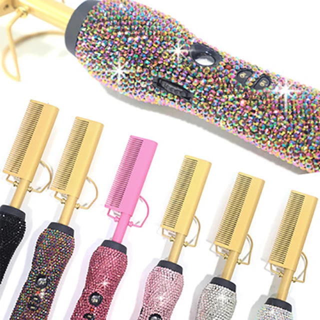 Popular Best Price Mini Golden Metal Diamond Handle Prevent Burns Straighten Comb Adjustable Temperature For Travel, Black
Popular Best Price Mini Golden Metal Diamond Handle Prevent Burns Straighten Comb Adjustable Temperature For Travel, Black