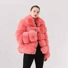 QIUCHEN- QC19031 women coat real fox fur coat natural fox fur jacket turn down collar hat sale fashion