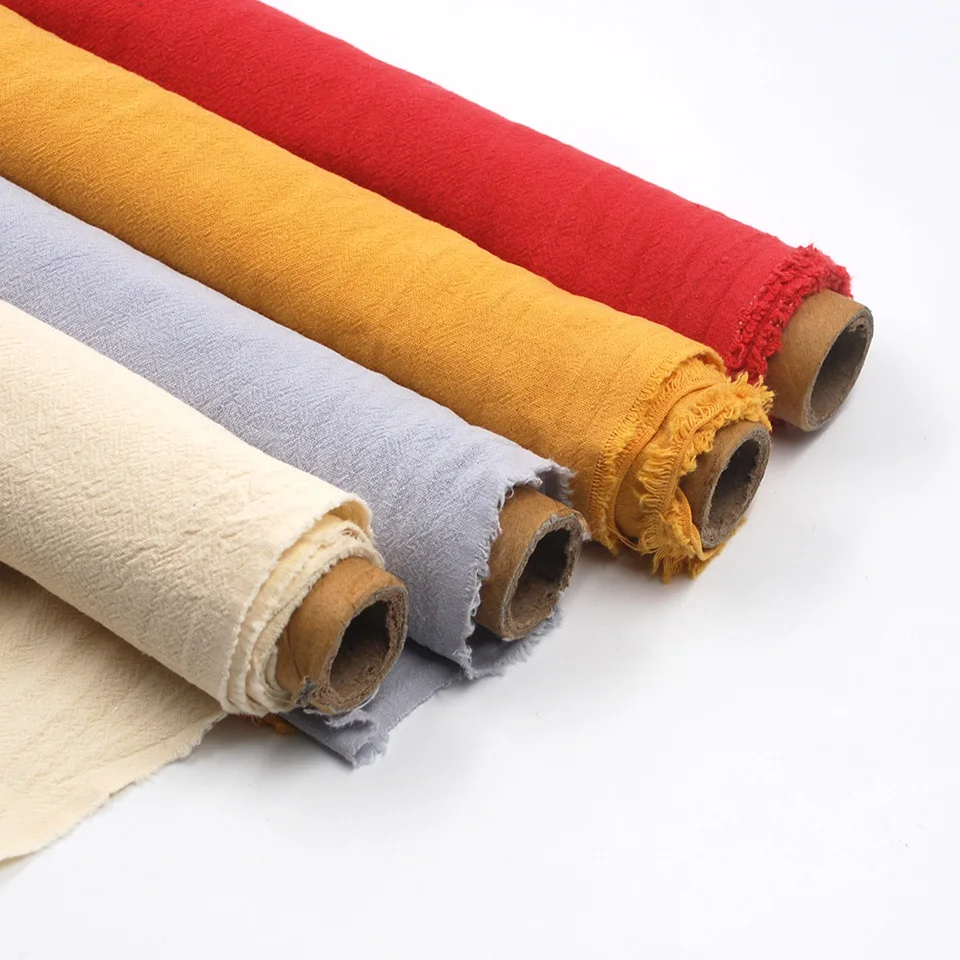 New design wholesale organic pure color customized stone washed finished crepe cotton fabric
New design wholesale organic pure color customized stone washed finished crepe cotton fabric