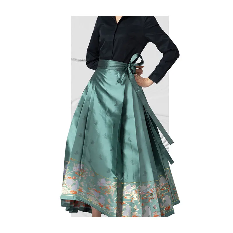 OEM Designer Brand New design high-quality fashion Chinese Print embroidery Green Long pleated skirt 
OEM Designer Brand New design high-quality fashion Chinese Print embroidery Green Long pleated skirt