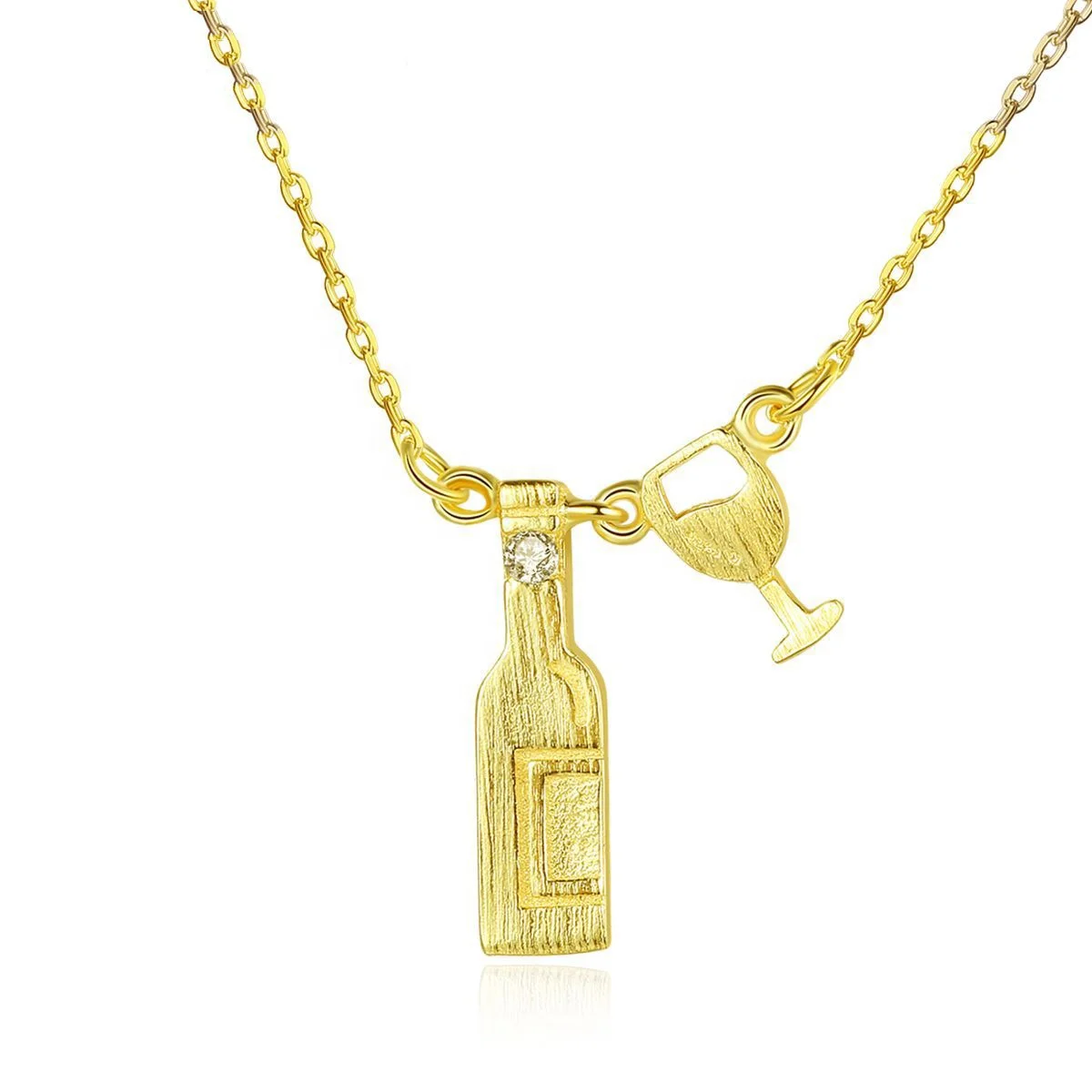Fashion 925 Sterling Silver 18K Gold Plated Jewelry Wine Bottle and Cup Chain Necklace
Fashion 925 Sterling Silver 18K Gold Plated Jewelry Wine Bottle and Cup Chain Necklace